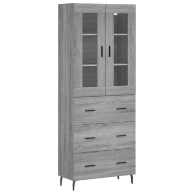 Dulap inalt, gri sonoma, 69,5x34x180 cm, lemn compozit foto
