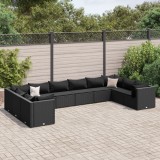 vidaXL Set mobilier de grădină cu perne, 10 piese, negru, poliratan 3308283
