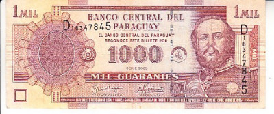 B11 1 - Bancnota foarte veche - Paraguay - 1000 guarnies - 2005 foto