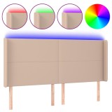 Cumpara ieftin Tablie de pat cu LED, cappuccino, 183x16x118/128 cm, piele eco