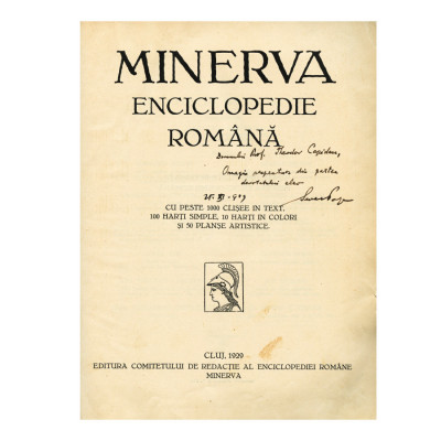 Minerva. Enciclopedie rom&amp;acirc;nă, cu dedicație pentru Theodor Capidan foto