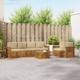 vidaXL Set de canapele de exterior Natural și Bej Lemn Solid de Acacia 3374408