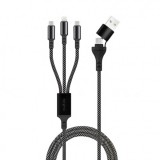 Cablu Incarcare USB-A / USB-C - Lightning / USB-C MaXlife 3in1, 66W, 1m, Negru, Apple