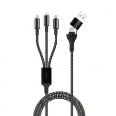 Cablu Incarcare USB-A / USB-C - Lightning / USB-C MaXlife 3in1, 66W, 1m, Negru