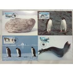 British Antarctica 1992 - fauna arctica, serie CarteMaxima