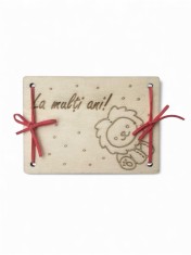 Felicitare din lemn gravata