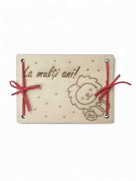Felicitare din lemn gravata