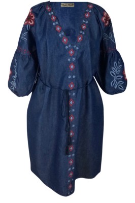 Rochie traditionala dama R, albastru/rosu , marimea L foto