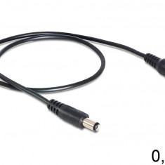 Cablu 0.5m DC 5.5x2.1 mm mufa - soclu 5.5x2.1 mm in unghi 2A 2x0.5mm2 WEST POL A21-C21-C050-050BK