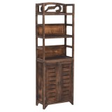 Cumpara ieftin Biblioteca maro inchis, 46x24x140 cm, lemn masiv de paulownia