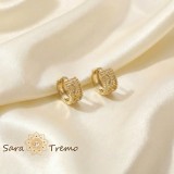 Cumpara ieftin Cercei Aura Finului , Creole mici cu cristale zirconia placate 14K 1 cm