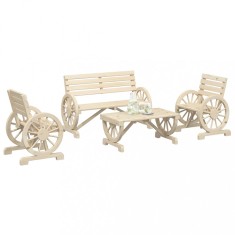 vidaXL Set mobilier de grădină, 4 piese, lemn masiv de brad 3207131