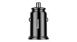 &Icirc;ncărcător de mașină Baseus Circular 2xUSB 30W QC 3.0, negru (CCALL-YD01)