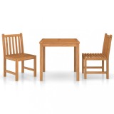 Set mobilier gradina vidaXL, 3 piese, lemn masiv tec, masa 80x80cm, 2 scaune, interior/exterior, rezistent apa