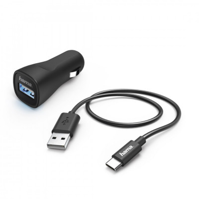 Incarcator Auto Hama 00183241 2.4A USB Type-C Negru 42506535 foto