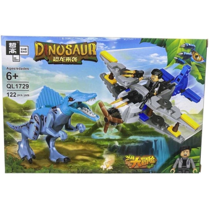 Lego dinozaur albastru si avion in zbor ql1729