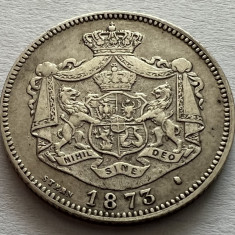 1 Leu 1873 Argint, Carol 1, Romania, "L" de la LEU intrerupt, RARA!