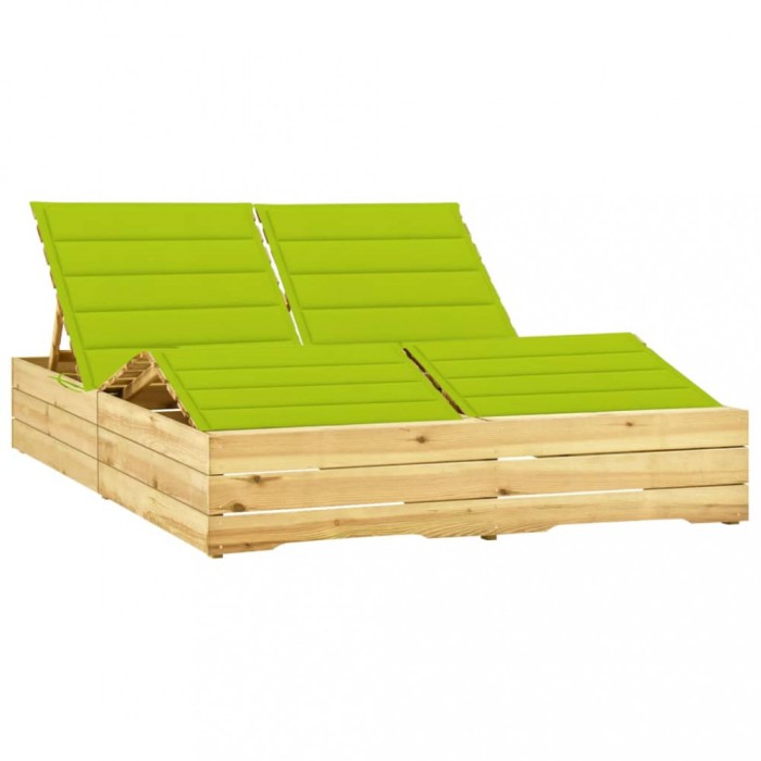 vidaXL Șezlong dublu și perne verde aprins, lemn de pin tratat 3065995