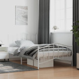 VidaXL Cadru de pat metalic cu tăblie de cap/picioare&nbsp; alb 107x203 cm
