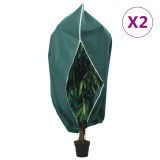 Cumpara ieftin Protecție de fleece plante cu fermoar 2 buc 70 g/m&sup2; 1,55x1,55 m