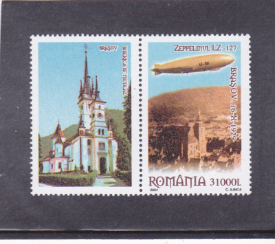 Romania 2004, LP 1652 a, Zeppelin Brasov, CU VINIETA STANGA, MNH! foto