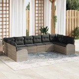 Cumpara ieftin Set de canapele pentru gradina 10 buc. Gri deschis poliratan