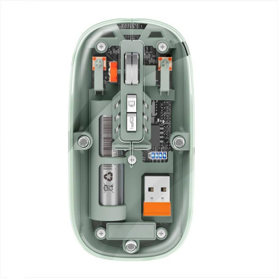 Mouse Nou M233, 1600dpi, 5 Butoane, Indicator Nivel Baterie, Transparent, Verde, Wireless + Bluetooth NewTechnology Media foto
