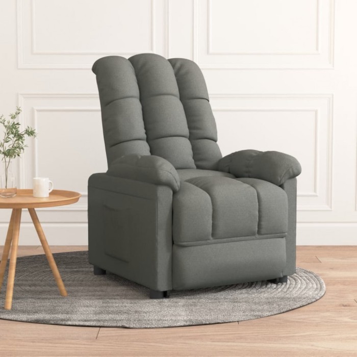 vidaXL Fotoliu rabatabil, gri &icirc;nchis, material textil