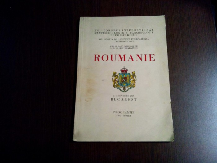 ROUMANIE XVIIe Congres International D`Anthropologie-S.M. LE ROI CHARLES II 1937