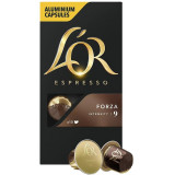 Capsule cafea, L&amp;#039;OR Espresso Forza, intensitate 9, 10 bauturi x 40 ml, compatibile cu sistemul Nespresso&reg;*, 10 capsule aluminiu