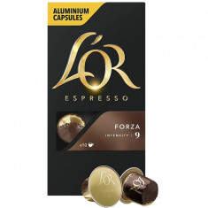 Capsule cafea, L&#039;OR Espresso Forza, intensitate 9, 10 bauturi x 40 ml, compatibile cu sistemul Nespresso®*, 10 capsule aluminiu