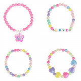 Brățări Elastice Copii, Model Inimi-Fluturi, Multicolor, Set 4 Bucăți, Oem