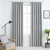 VidaXL Draperii opace cu c&acirc;rlige, 2 buc., gri, 140 x 225 cm