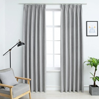 vidaXL Draperii opace cu c&amp;acirc;rlige, 2 buc., gri, 140 x 225 cm foto