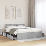 Cumpara ieftin Cadru de pat cu tăblie gri beton 160x200 cm lemn prelucrat