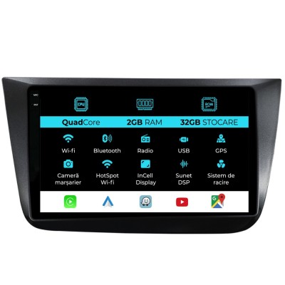 Navigatie Dedicata Seat Altea (2004-2015), 9 Inch, 2Gb Ram, 32Gb stocare, Carplay foto