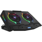 Cooler pentru laptop Aqirys Pluto, pana la 17&quot;, Iluminat, Negru