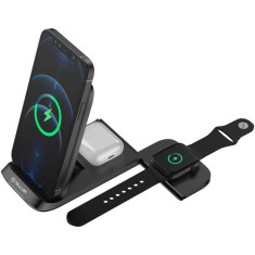 Incarcator wireless birou Tellur 3-in-1, Pliabil, 15W, Negru foto
