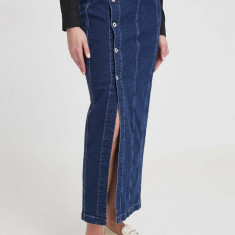 Pepe Jeans fusta jeans culoarea albastru marin, maxi, drept