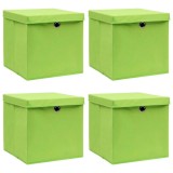 Cumpara ieftin Cutii depozitare cu capace 4 buc. verde, 32x32x32 cm, textil