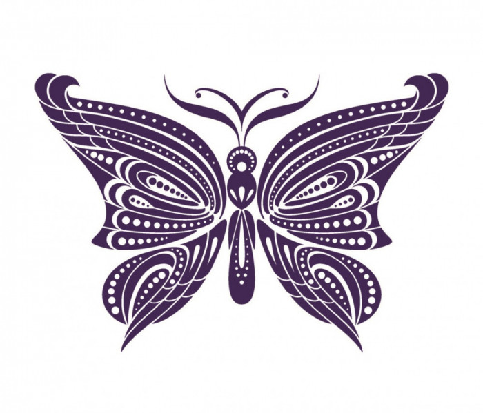 Sticker decorativ Fluture, Mov inchis, 60 cm, 1151ST-4