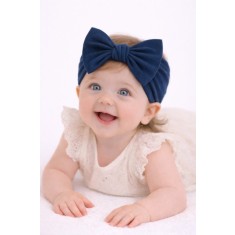 Bentita lata, bleumarin, pentru fetite cu fundita