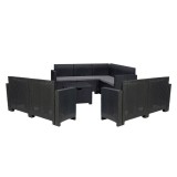 Set de mobilier de grădină de colț Nero VI cu 9 locuri, grafit