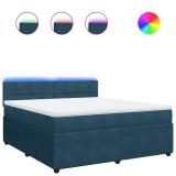 Cumpara ieftin Pat box spring cu saltea, albastru, 180x200 cm, catifea