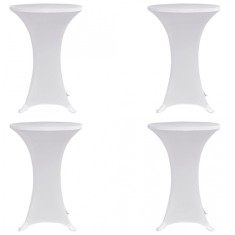 Husa de masa cu picior, ?80 cm, alb, elastic, 4 buc. foto