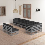 vidaXL Set mobilier de grădină cu perne, 8 piese, lemn masiv de pin 3076666