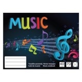 Caiet de muzică cu copertă neagră și note muzicale, 40 file, 22,5x16,7 cm, CMCLASS