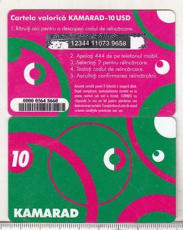 bnk card Romania - Connex - reincarcare 10 $ Kamarad 1 - RO-CON-REF-0030C