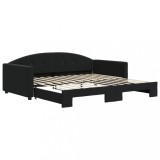 Cumpara ieftin Pat de zi cu extensie, negru, 100x200 cm, catifea