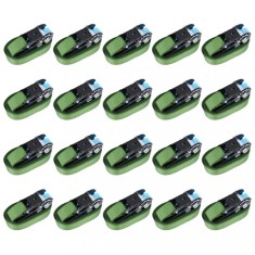 vidaXL Chingi de fixare cu clichet, 20 buc., verde, 6 m, 800 daN